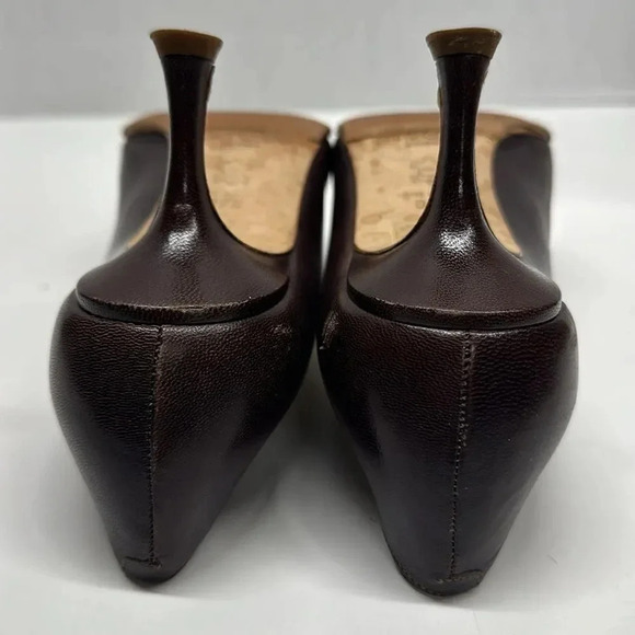 Jimmy Choo Heels High Heel Pumps Pointed Toe Shoes Leather Dark Brown Size 7.5 - Picture 8 of 11